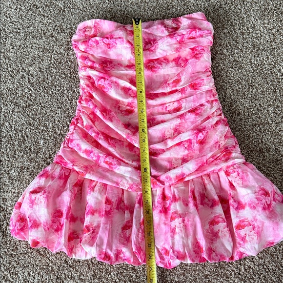 Hello Molly Pink Floral Strapless Mini Dress Size Medium - Picture 6 of 7